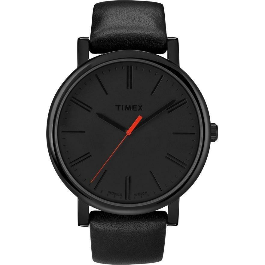 Timex Men&#39;s T2N794 Easy Reader Black Leather Watch