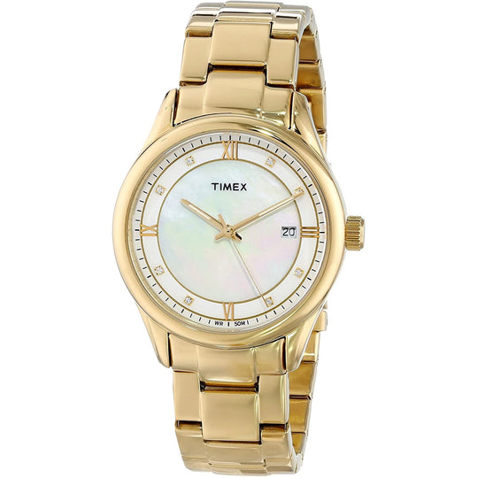 Timex Women's T2P1489J Classic Crystal Gold-Tone Stainless Steel Watch