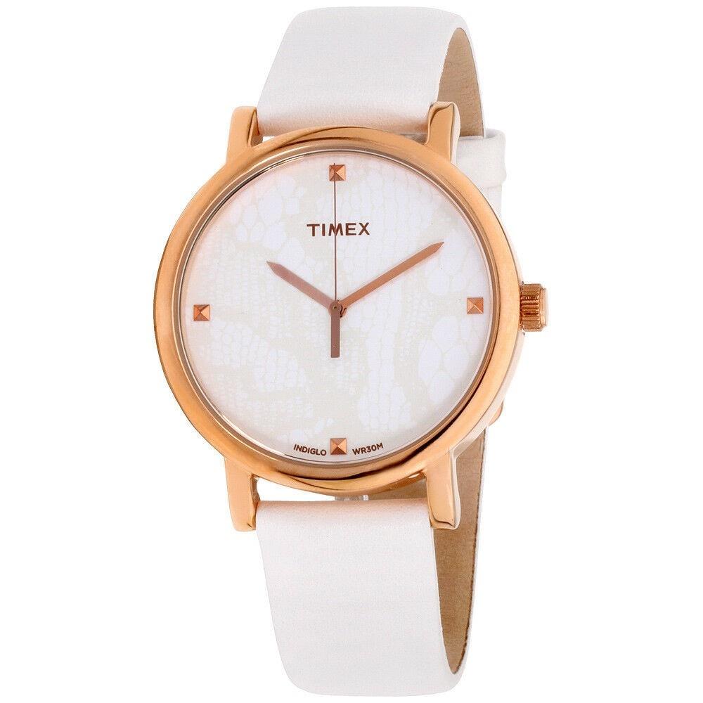 Timex Women&#39;s T2P4602K Classic White Leather Watch