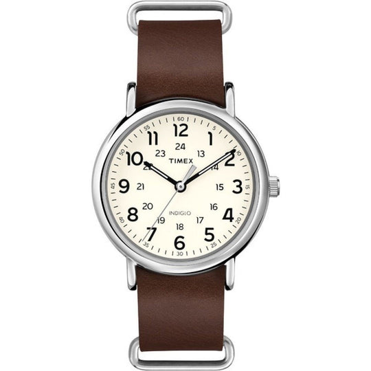 Timex Men's T2P495 Weekender Brown Leather Watch