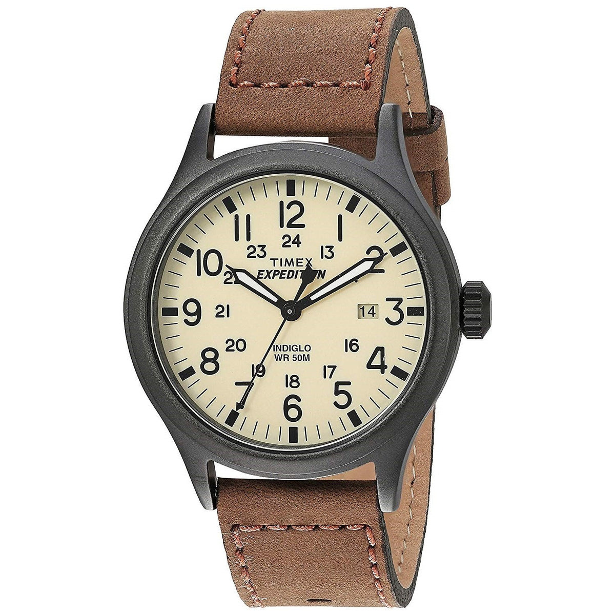 Timex Men&#39;s T49963 Expedition Brown Leather Watch
