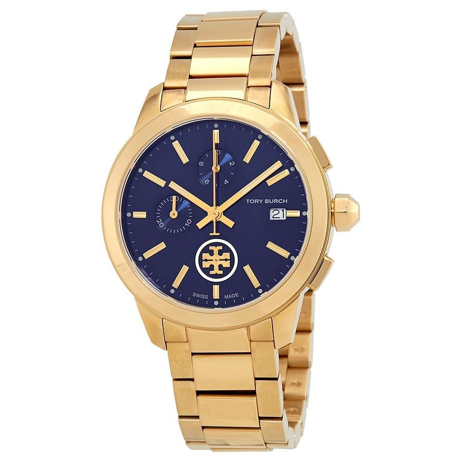 Tory Burch Women&#39;s TB1251 Collins Chronograph Gold-Tone Stainless Steel Watch