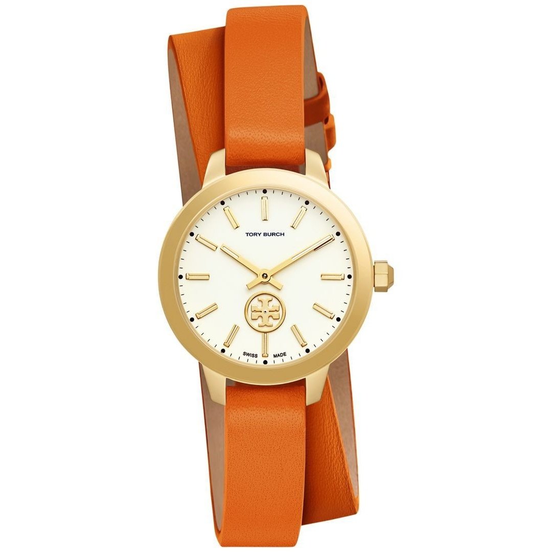 Tory Burch Women&#39;s TB1302 Collins Orange Leather Watch
