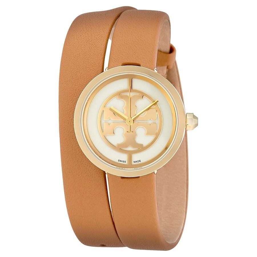 Tory Burch Women&#39;s TB4018 Reva Brown Leather Watch
