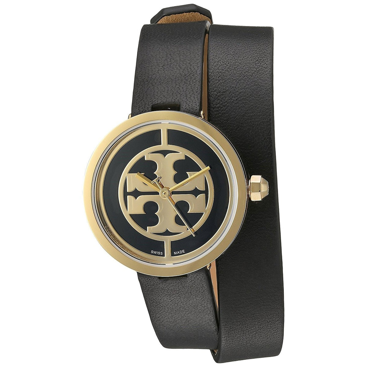 Tory Burch Women&#39;s TB4019 Reva Black Leather Watch