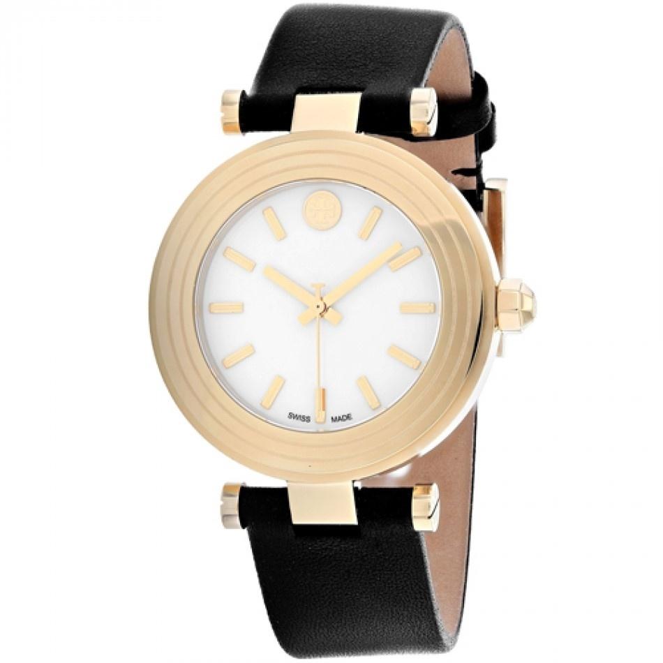Tory Burch Women&#39;s TB9003 Classic T Black Leather Watch