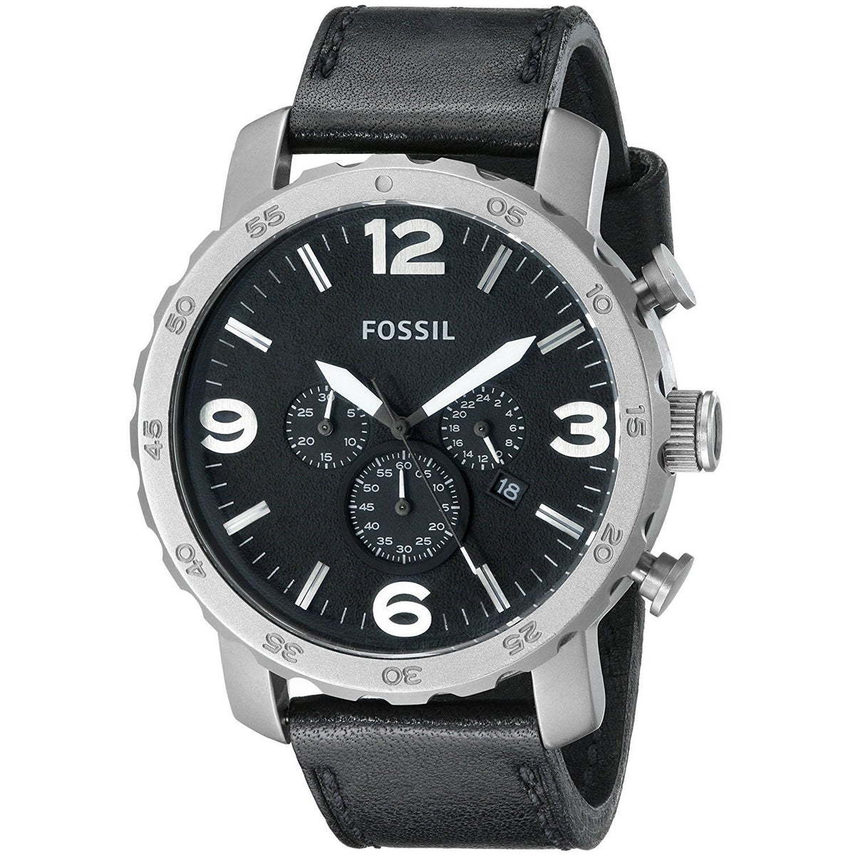 Fossil Men's TI1005 Nate Chronograph Black Leather Watch
