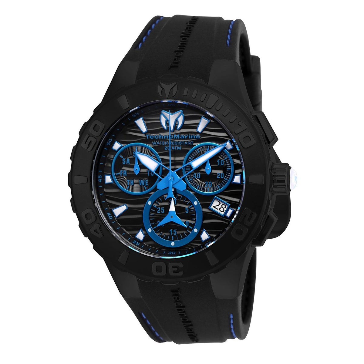 TechnoMarine Men&#39;s TM-115080 Cruise Medusa Chronograph Black Silicone Watch