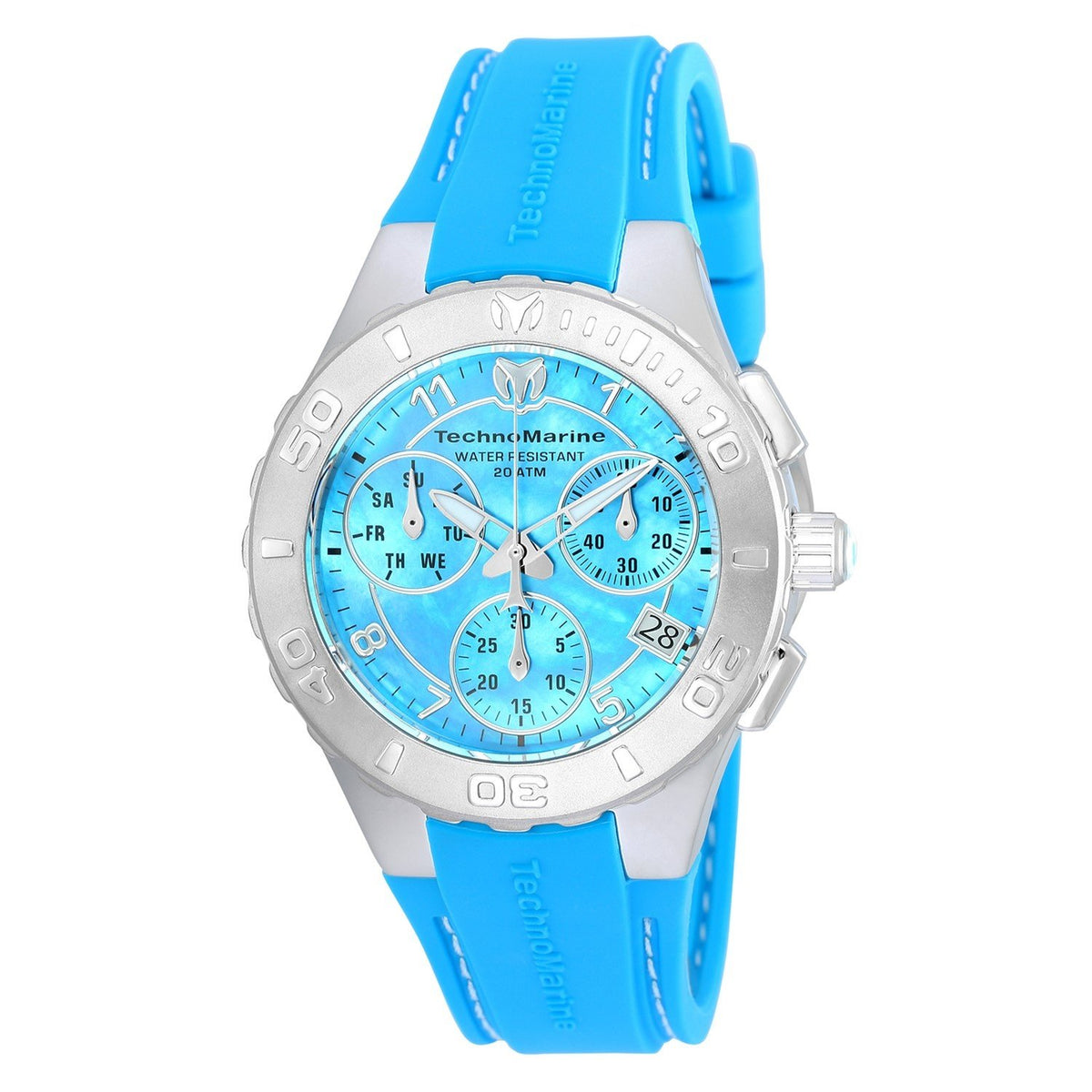 TechnoMarine Women&#39;s TM-115084 Cruise Medusa Chronograph Blue Silicone Watch