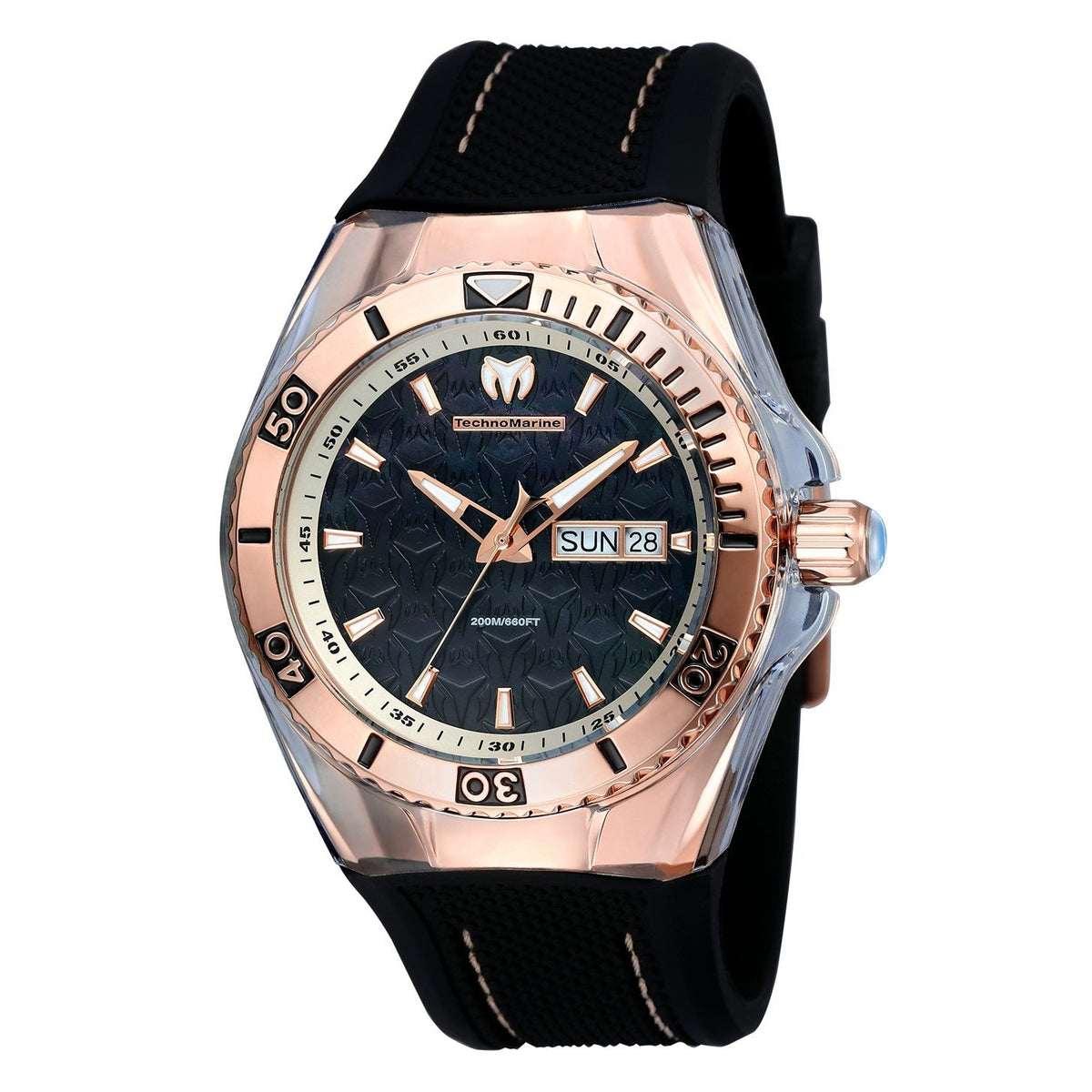 TechnoMarine Men&#39;s TM-115214 Cruise Monogram Black Silicone Watch