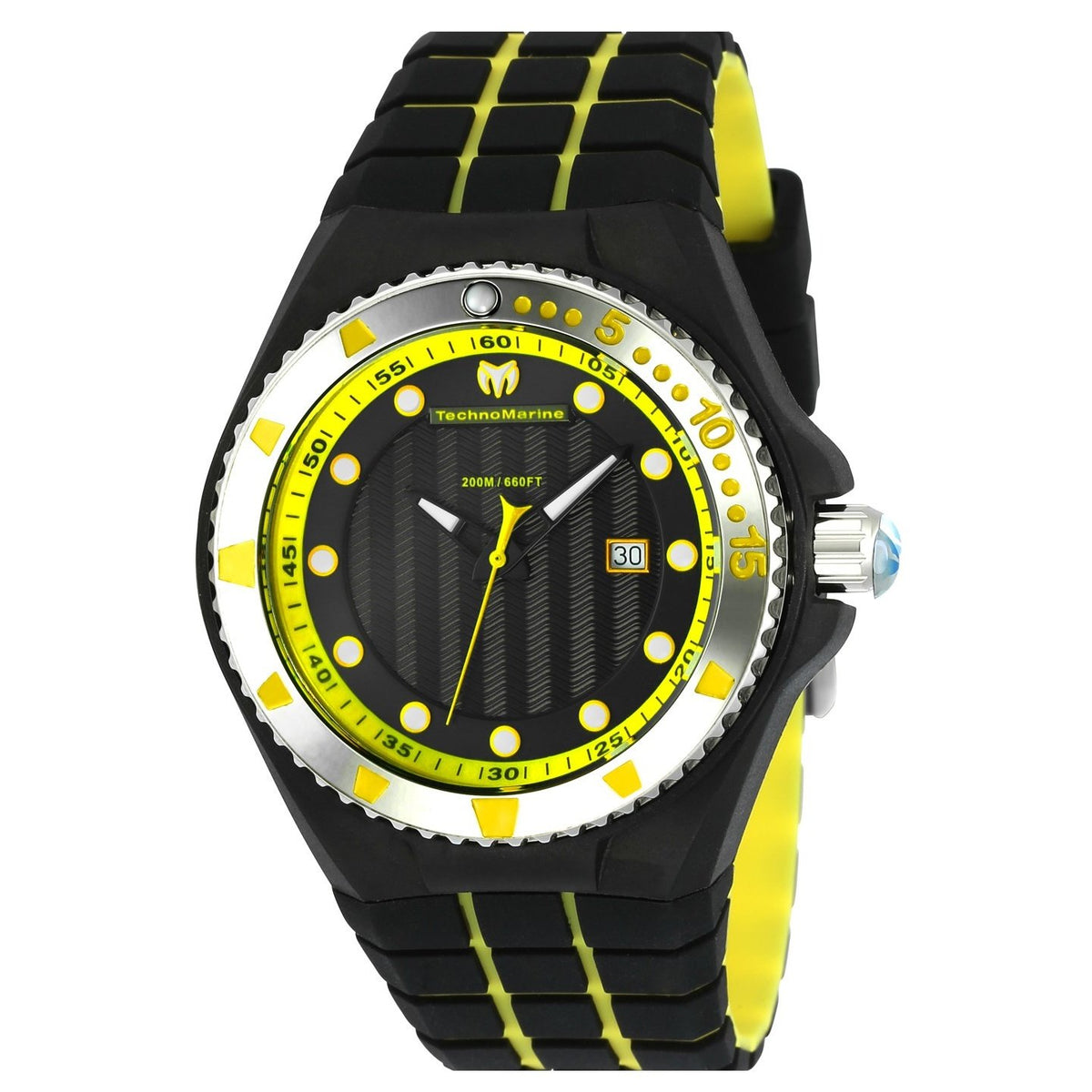 TechnoMarine Men&#39;s TM-115218 Cruise Locker Black and Yellow Silicone Watch