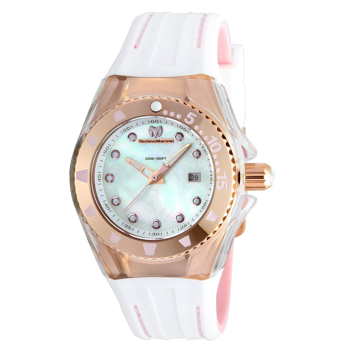 TechnoMarine Women's TM-115222 Cruise Locker Multi-Function Pink and White Silicone Watch
