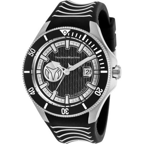 TechnoMarine Men&#39;s TM-118011 Automatic Black and White Silicone Watch