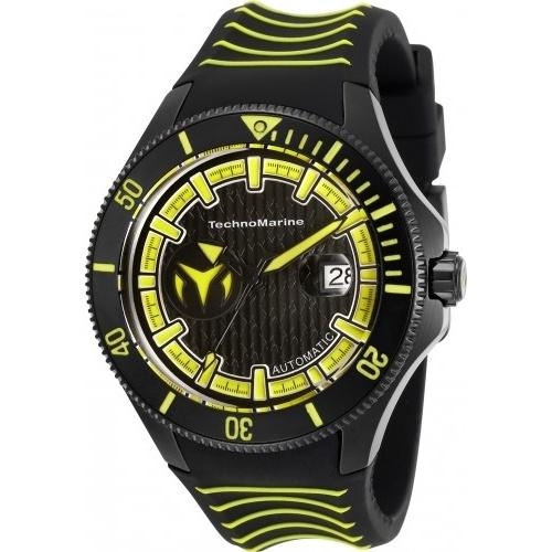 TechnoMarine Men&#39;s TM-118017 Automatic Black and Yellow Silicone Watch