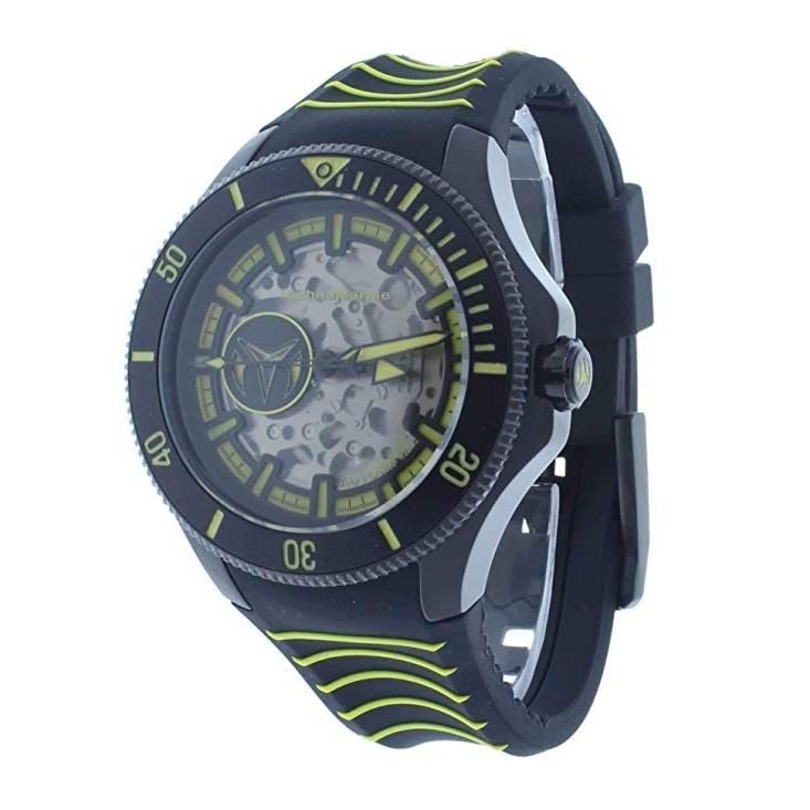 TechnoMarine Men&#39;s TM-118026 Automatic Black and Yellow Silicone Watch