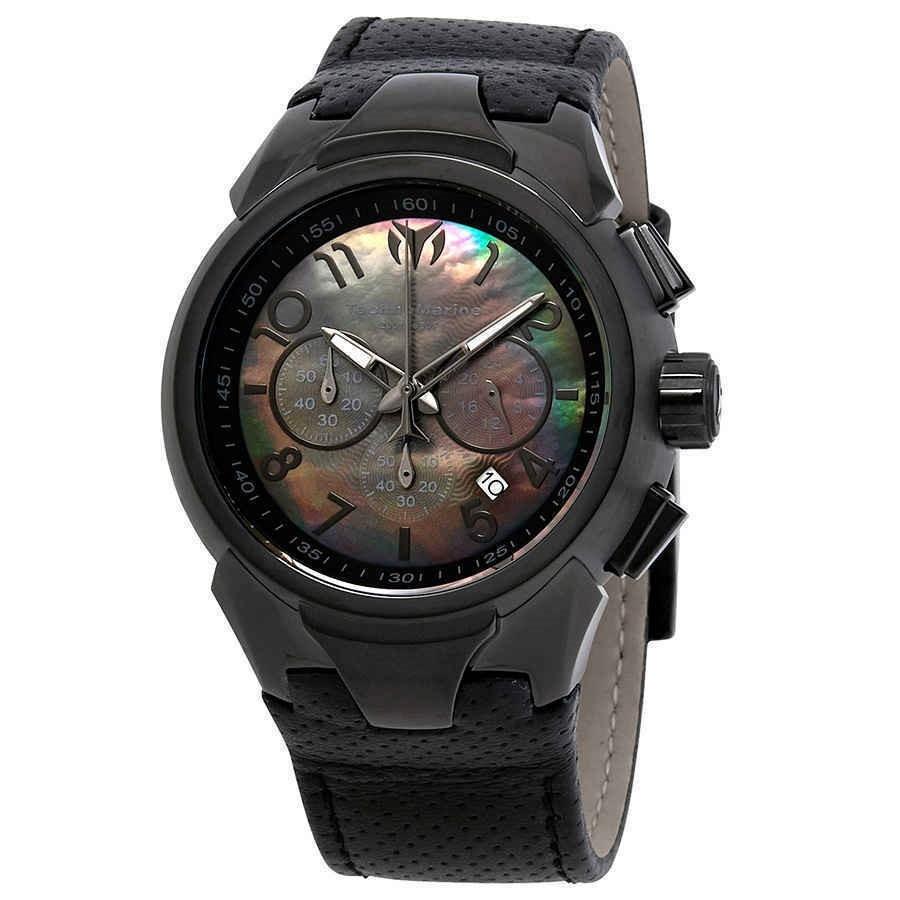 Technomarine Men&#39;s TM-715028 Sea Chronograph Black Leather Watch