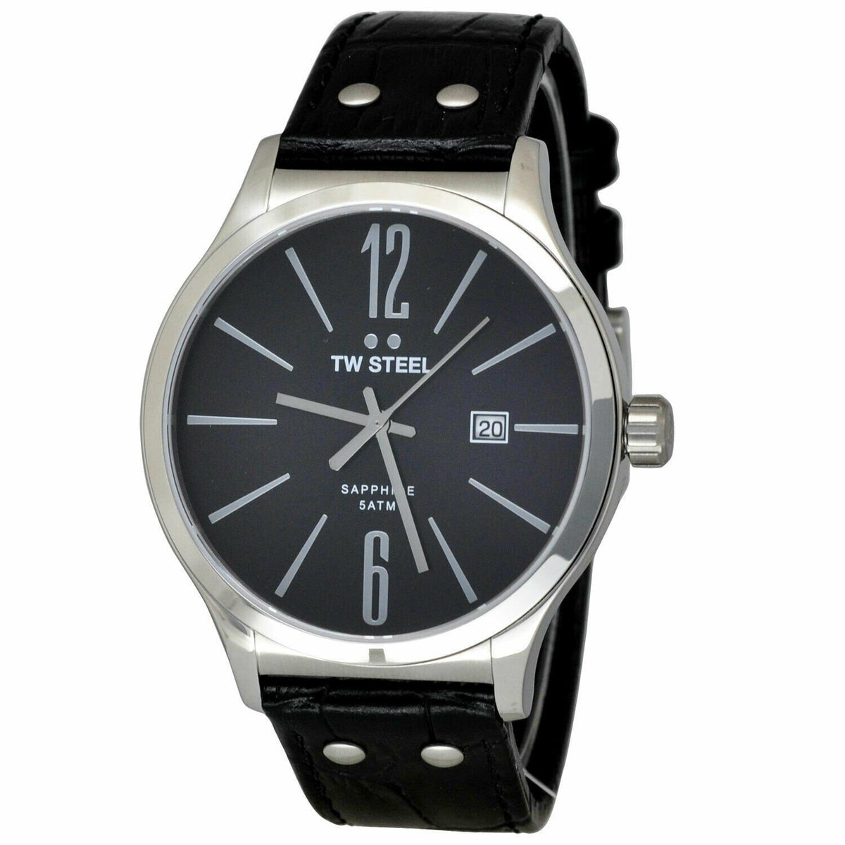 TW Steel Men&#39;s TW1300 Slim Line Black Leather Watch