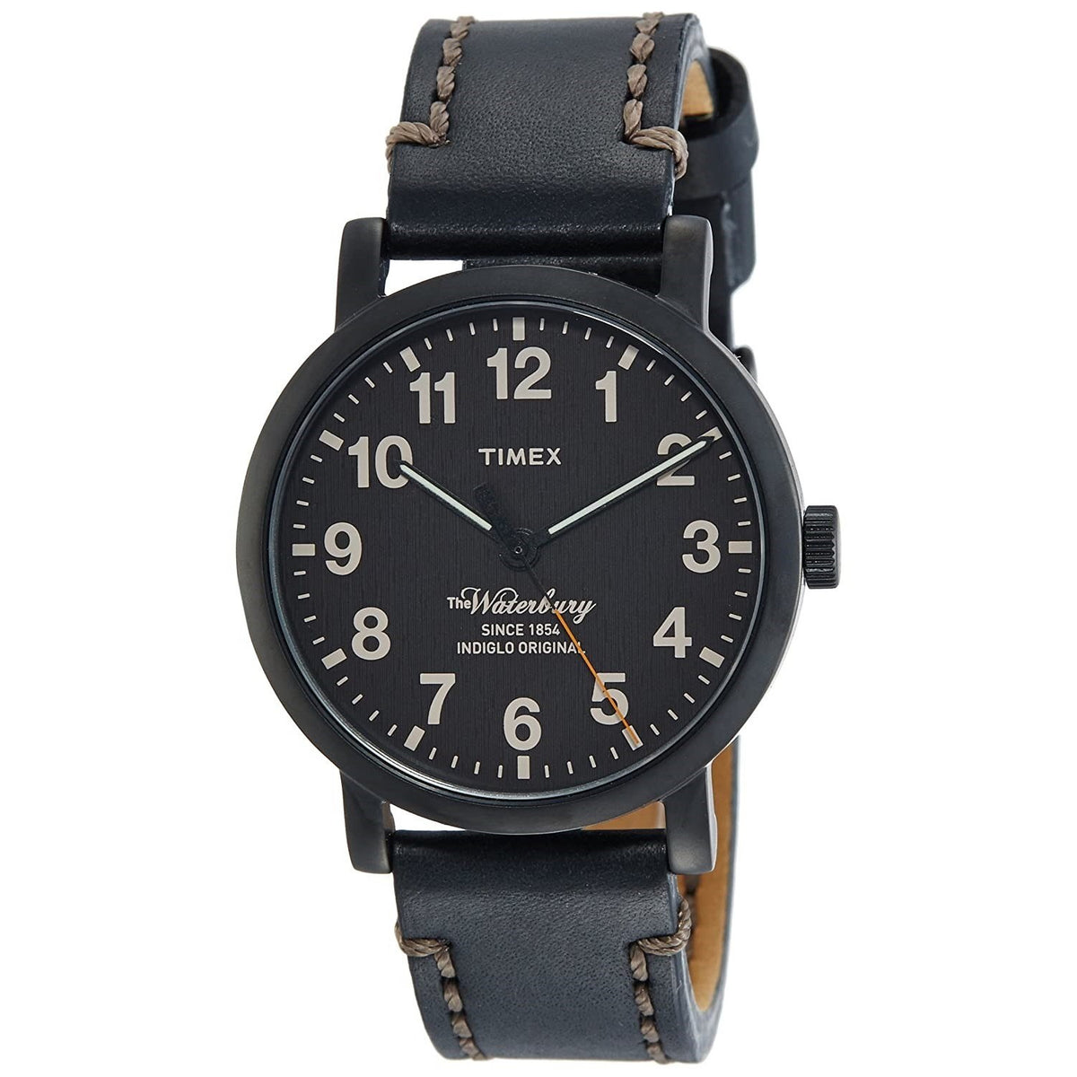 Timex Men&#39;s TW2P59000 Waterbury Black Leather Watch