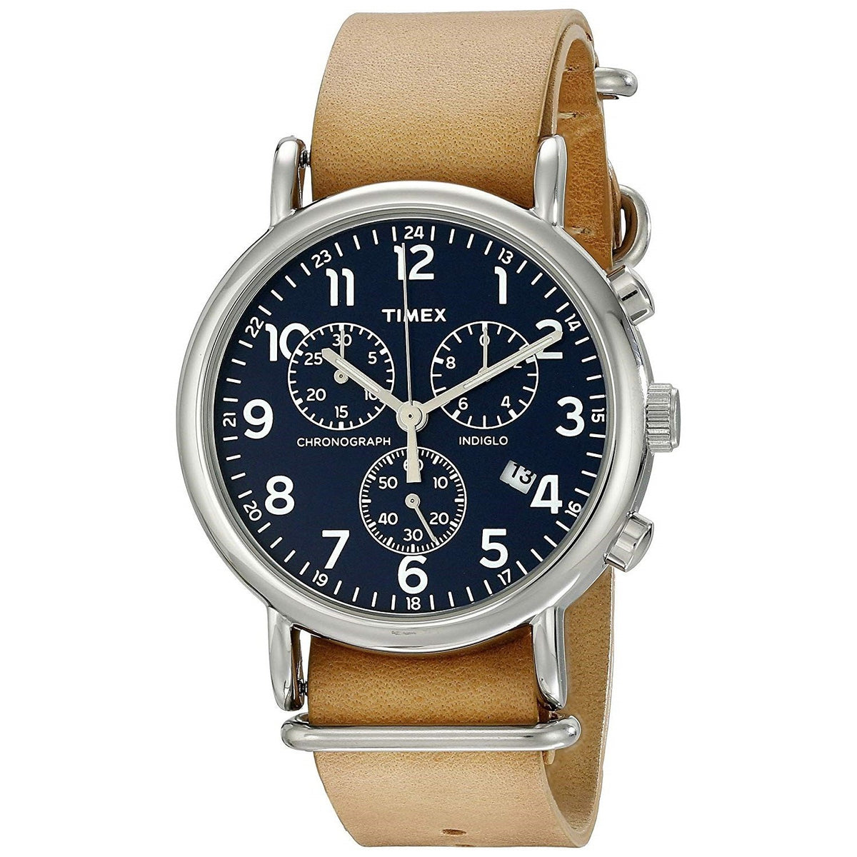 Timex Men&#39;s TW2P62300 Weekender Chronograph Brown Leather Watch
