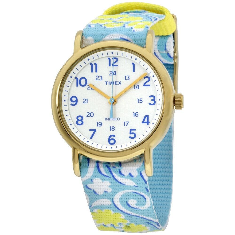 Timex Women&#39;s TW2P90100 Weekender Multicolored Canvas Watch