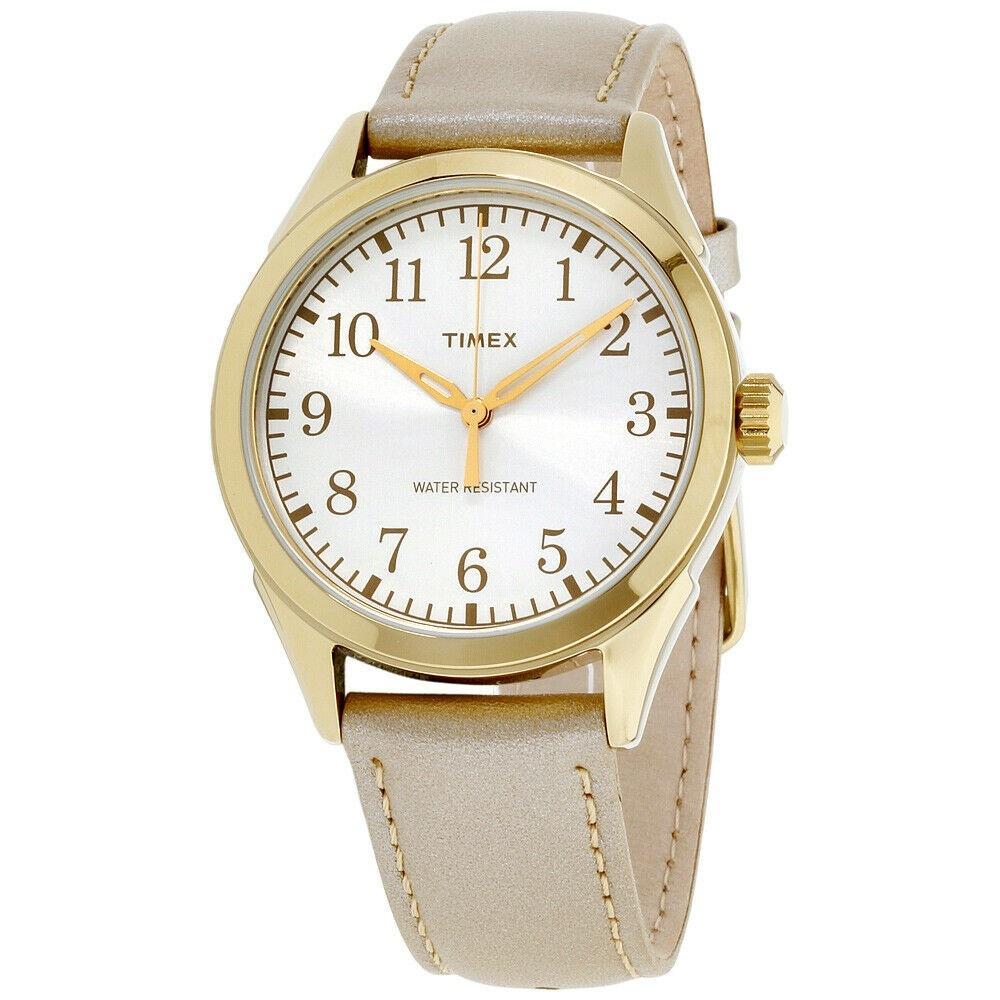 Timex Women&#39;s TW2P99300 Briarwood Terrace Gold-Tone Leather Watch