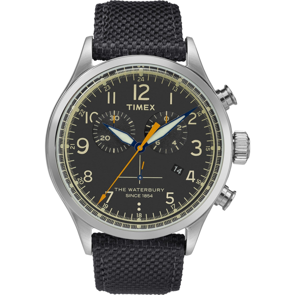 Timex Men's TW2R38200 The Waterbury Chronograph Black Fabric Watch