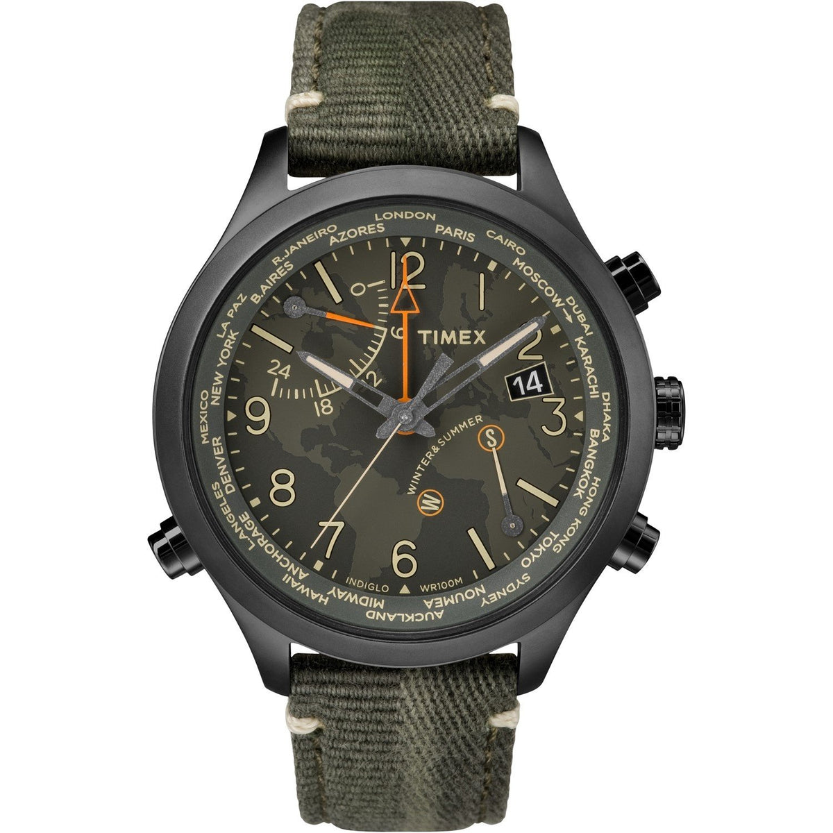 Timex Men&#39;s TW2R43200 The Waterbury Green Fabric Watch