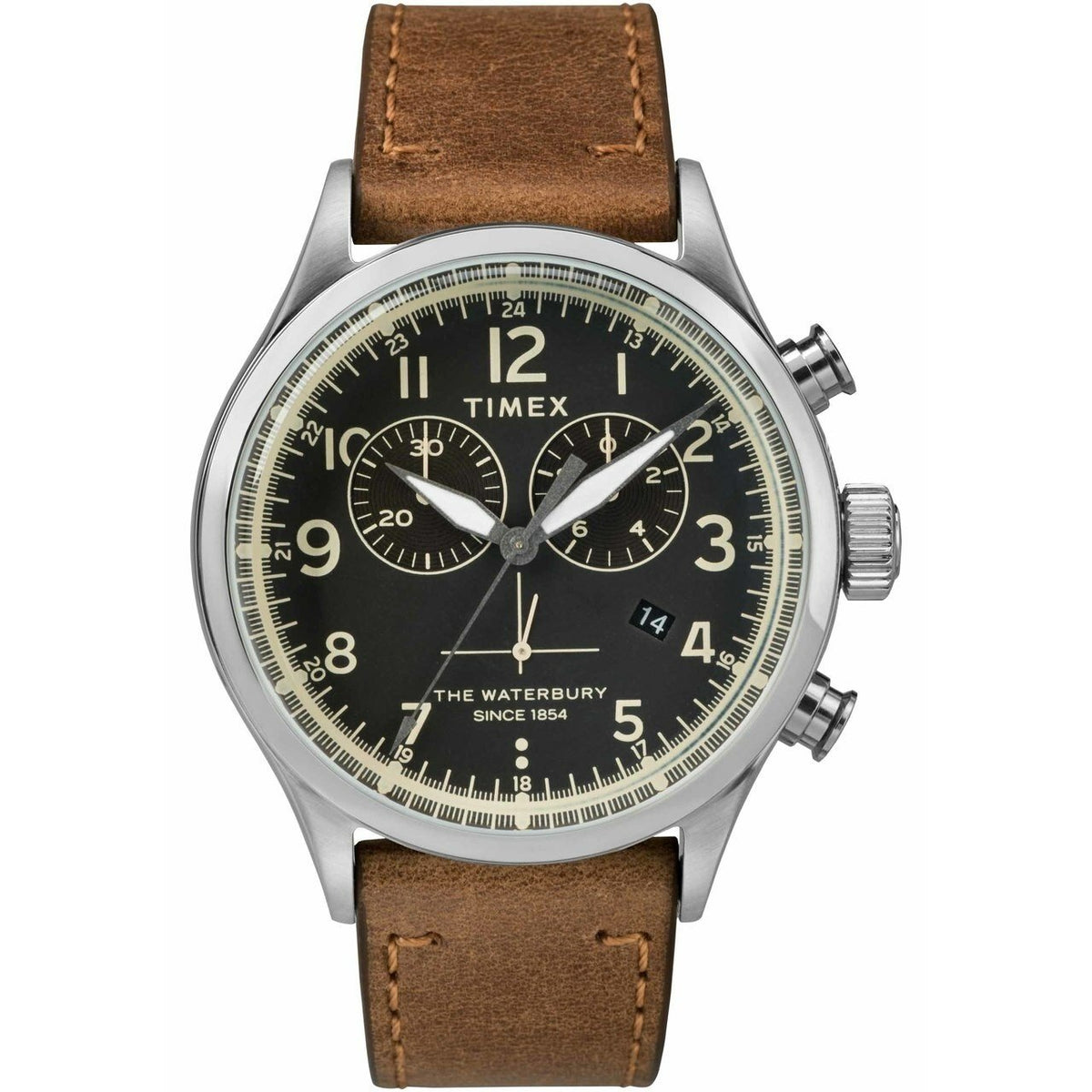 Timex Men's TW2R70900 The Waterbury Traditional Chronograph Chronograph Brown Leather Watch