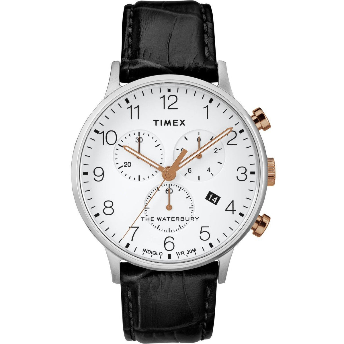 Timex Men's TW2R71700 The Waterbury Classic Chronograph Chronograph Black Leather Watch