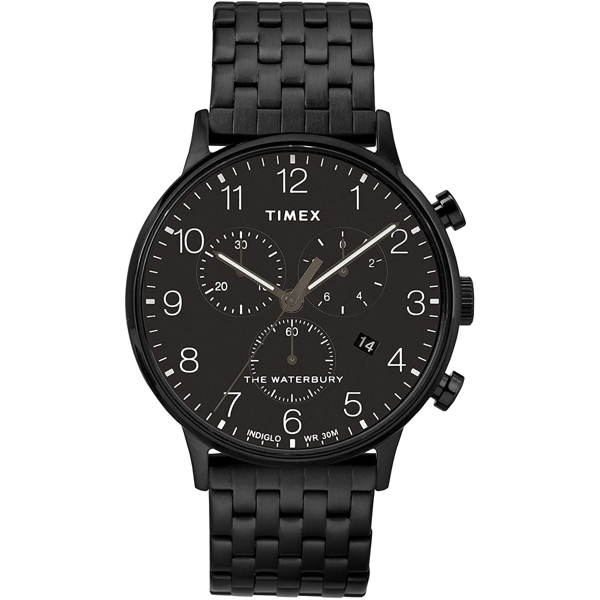 Timex Men's TW2R72200VQ Waterbury Classic Chronograph Black Stainless Steel Watch