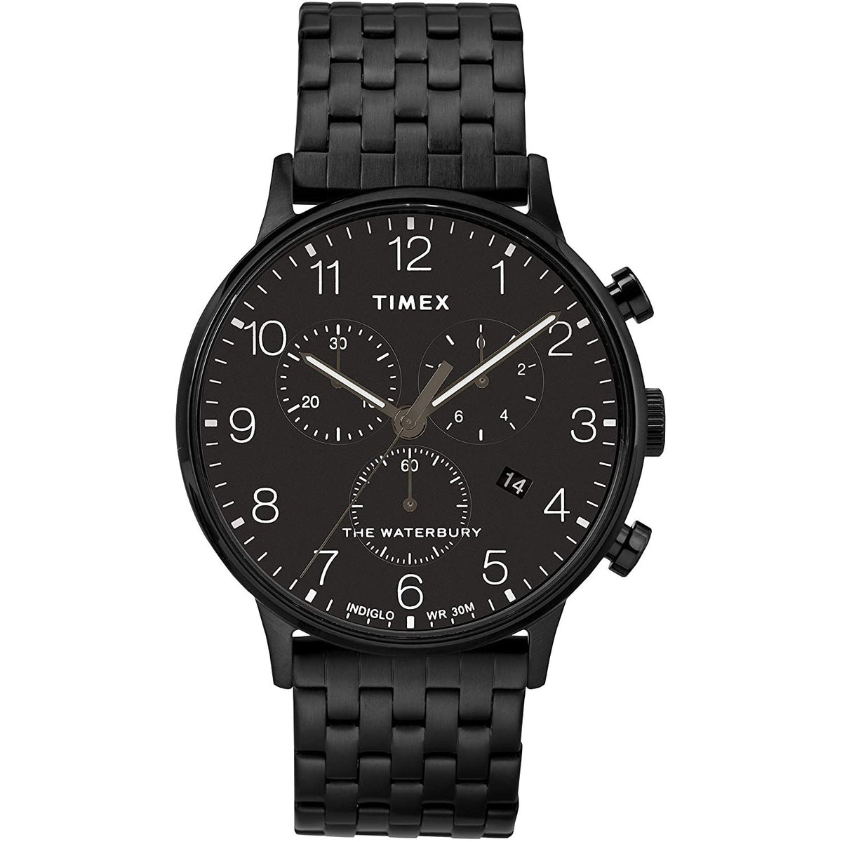 Timex Men&#39;s TW2R72200VQ Waterbury Classic Chronograph Black Stainless Steel Watch