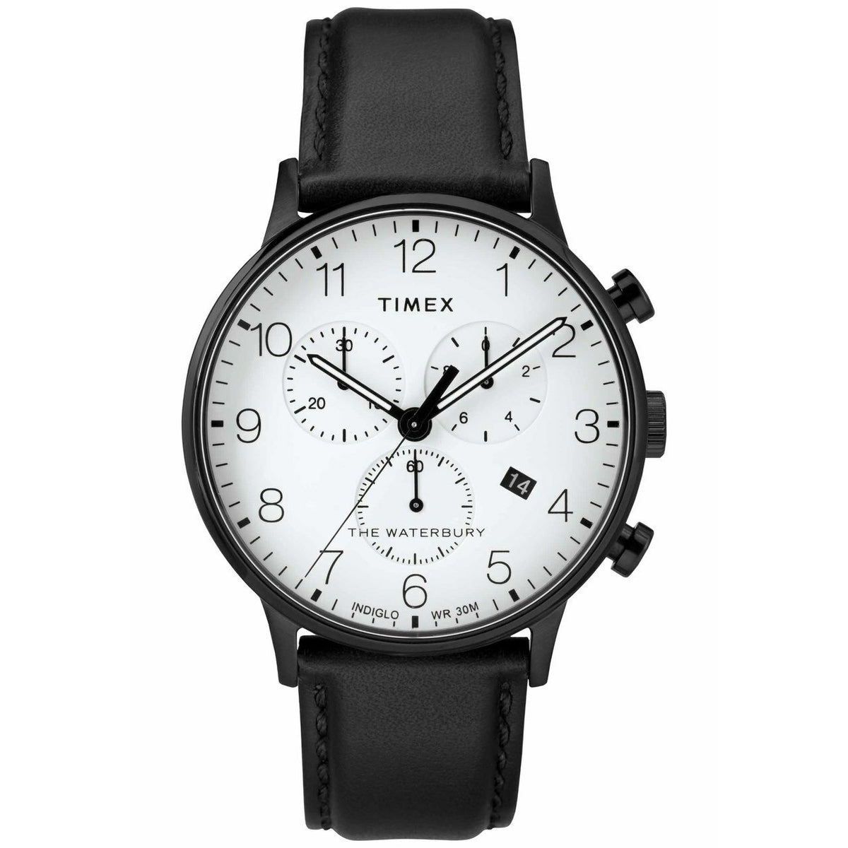 Timex Men's TW2R72300 The Waterbury Classic Chronograph Chronograph Black Leather Watch