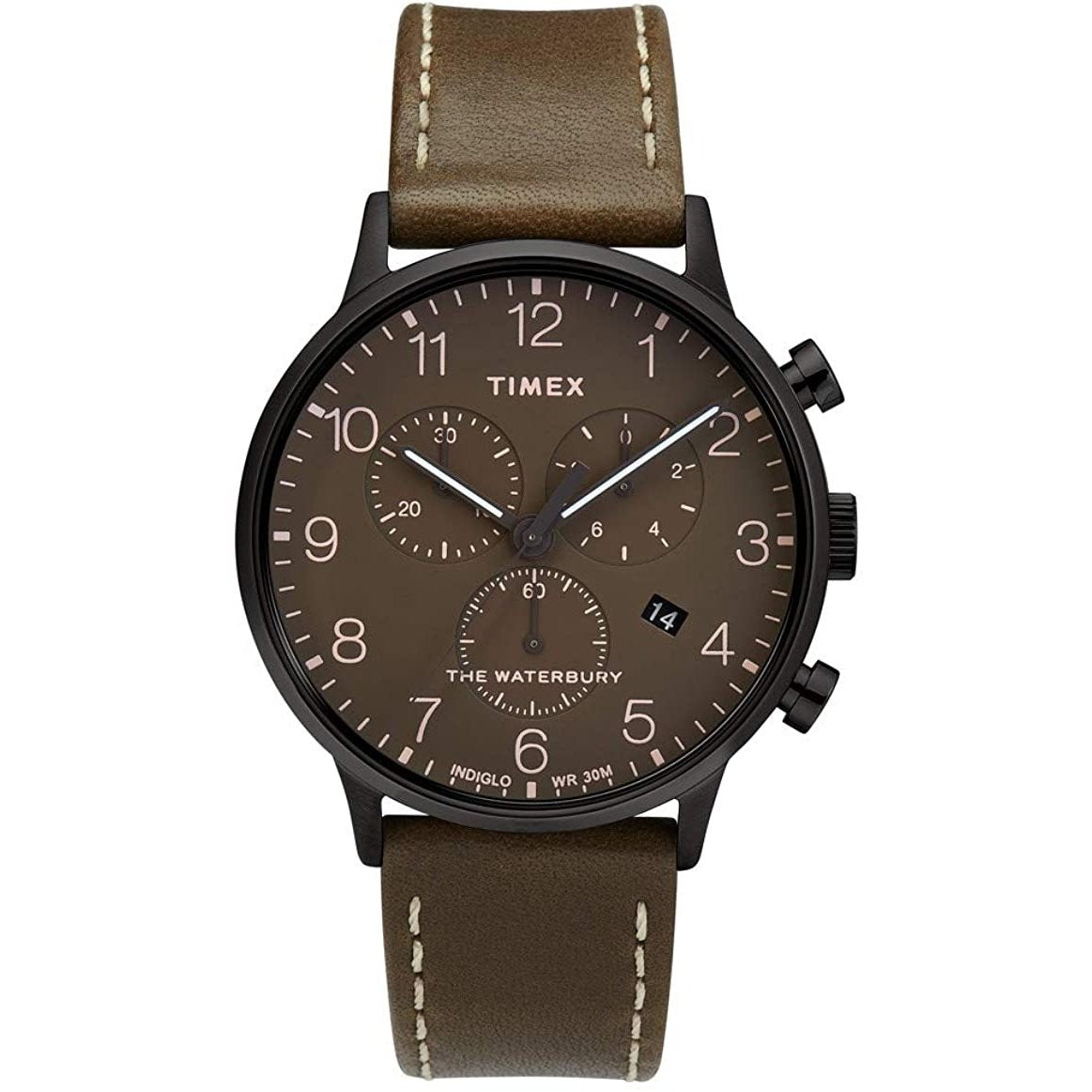 Timex Men&#39;s TW2T27900VQ Waterbury Chronograph Brown Leather Watch