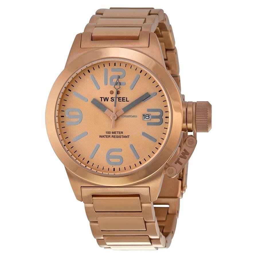 TW Steel Men&#39;s TW303 Canteen Rose-Tone Stainless Steel Watch