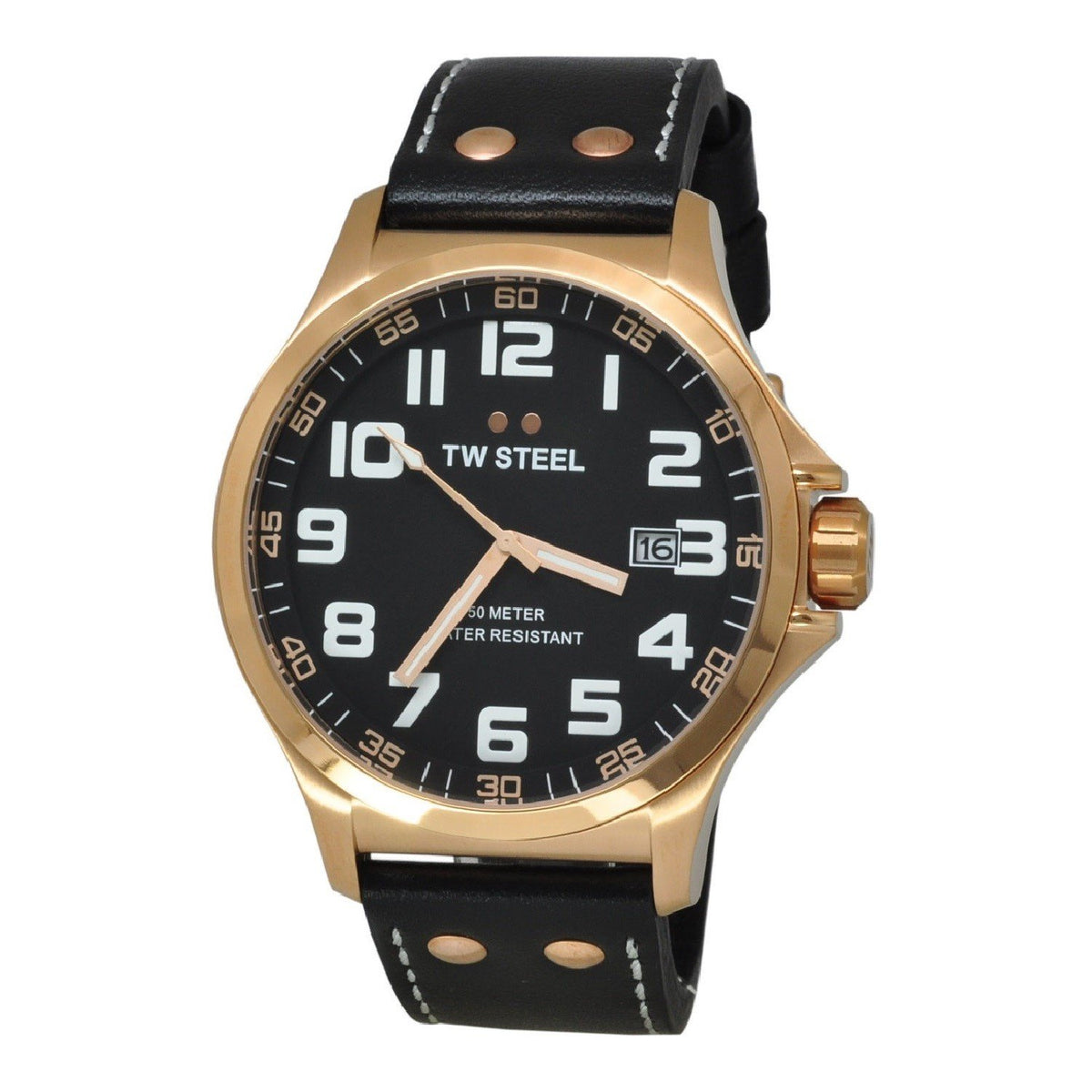 TW Steel Men's TW417 Pilot Black Leather Watch