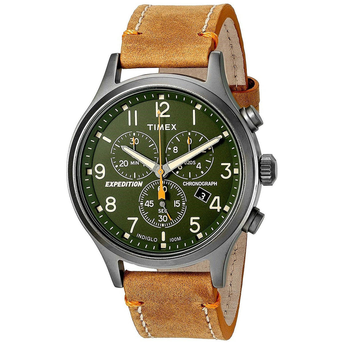 Timex Men's TW4B04400 Expedition Scout Chronograph Brown Leather Watch