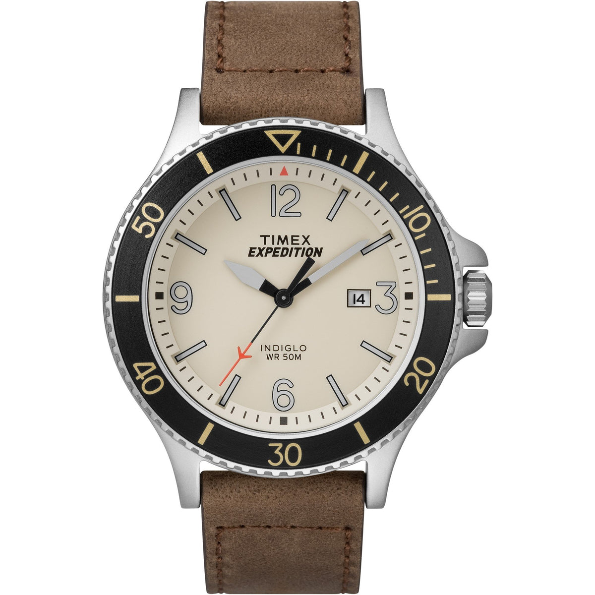 Timex Men&#39;s TW4B10600 Expedition Ranger Brown Leather Watch
