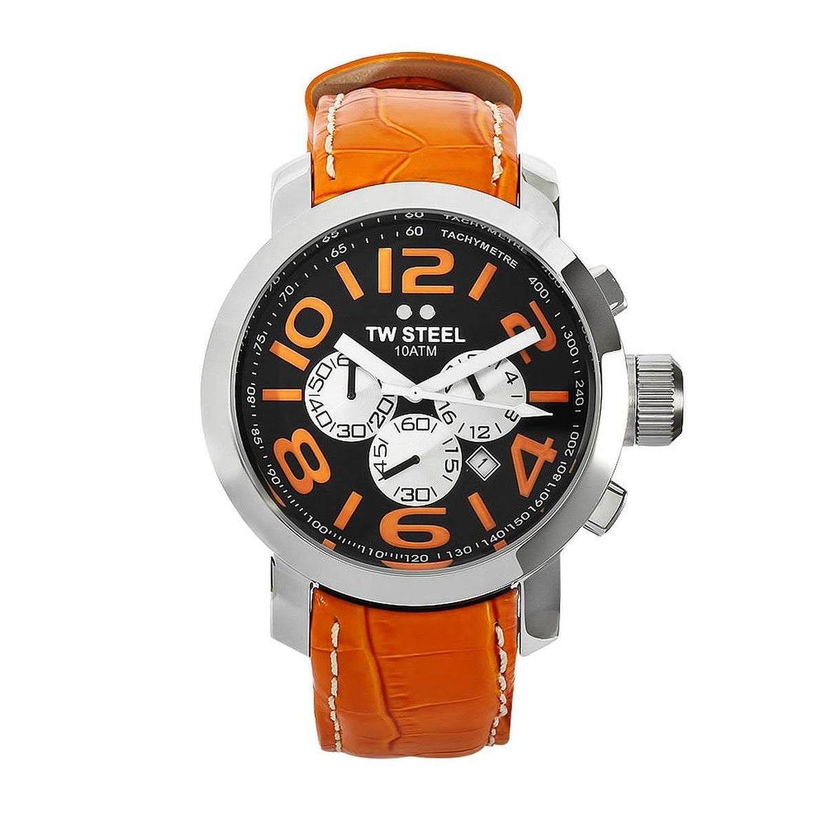 TW Steel Men&#39;s TW53 Grandeur Chronograph Orange Leather Watch