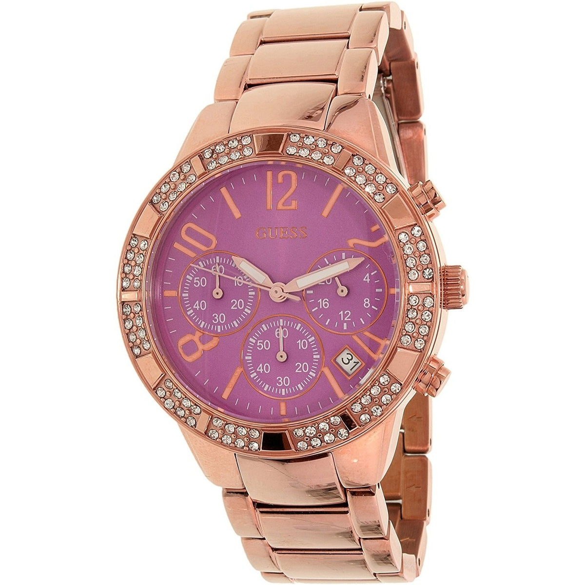 Guess Women&#39;s U0141L7 Sparkling Chronograph Crystal Rose-Tone Stainless Steel Watch