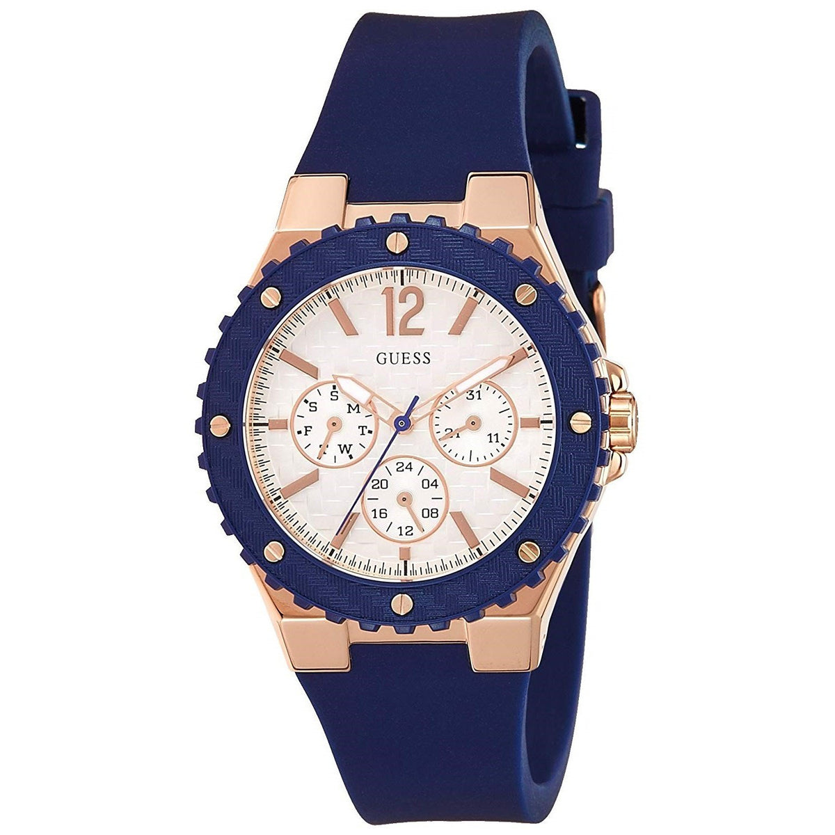 Guess Women&#39;s U0149L5 Chronograph Blue Silicone Watch