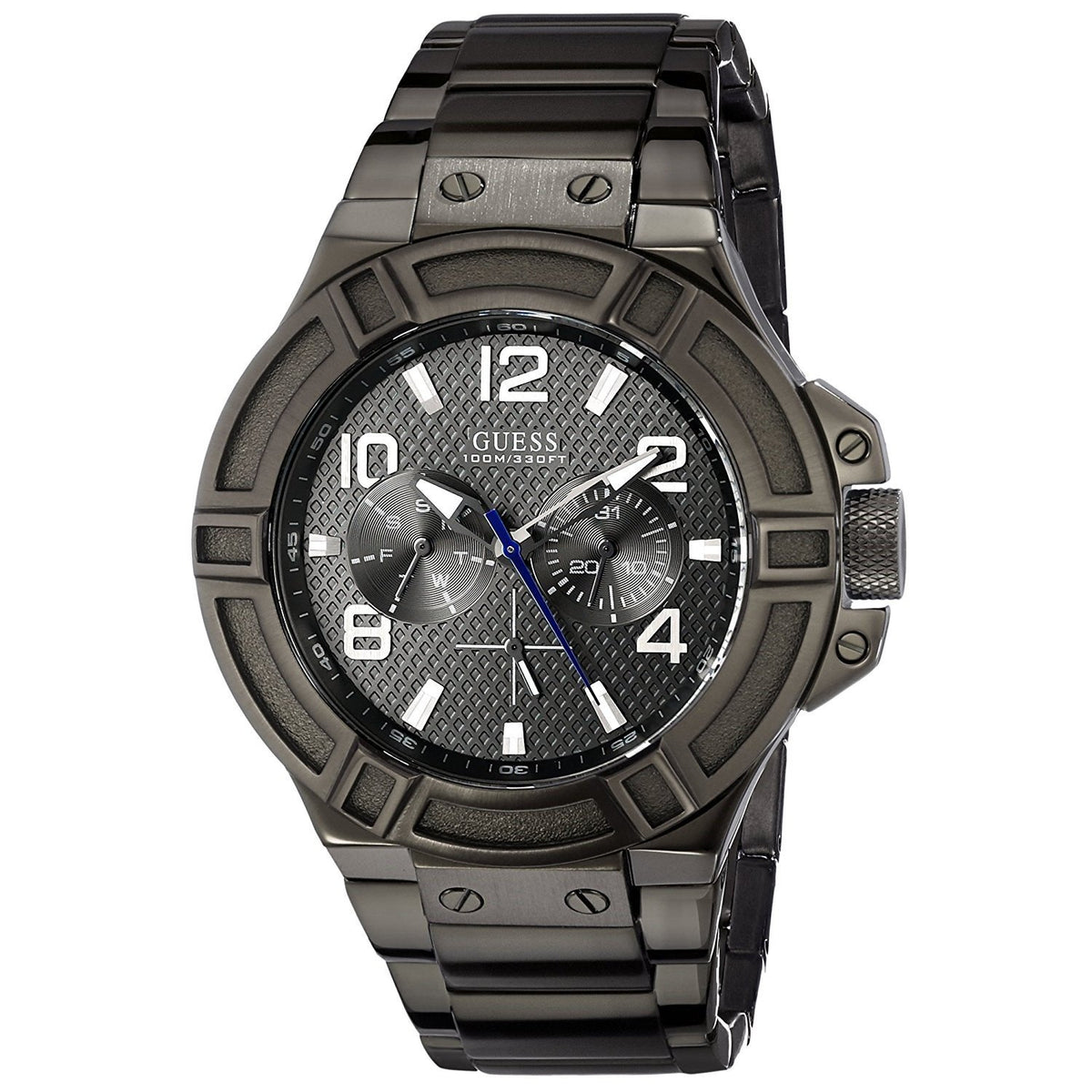 Guess Men&#39;s U0218G1 Classic Multi-Function Black Stainless Steel Watch