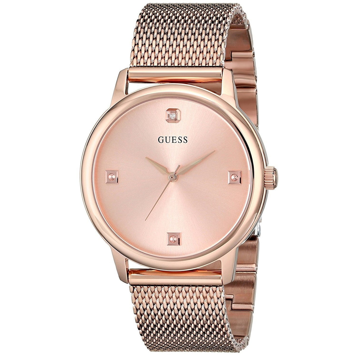 Guess Men&#39;s U0280G2 Crystal Rose-Tone Stainless Steel Watch