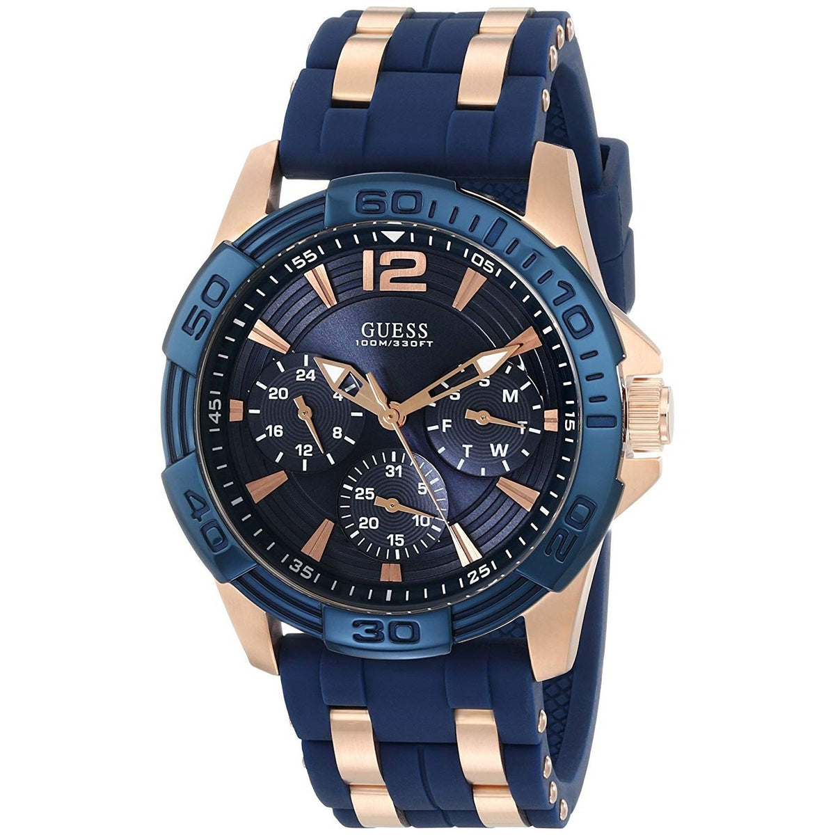 Guess Men's U0366G4 Sporty Multi-Function Two-Tone Silicone Watch