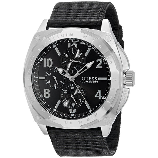 Guess Men's U0680G1 Black Nylon Multi-Function Black Canvas Watch