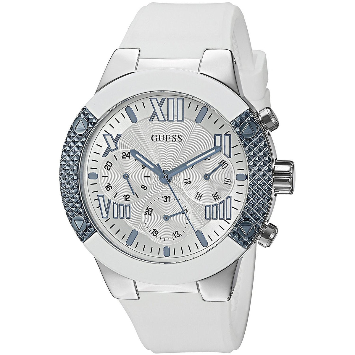 Guess Women&#39;s U0772L3 Multi-Function White Silicone Watch