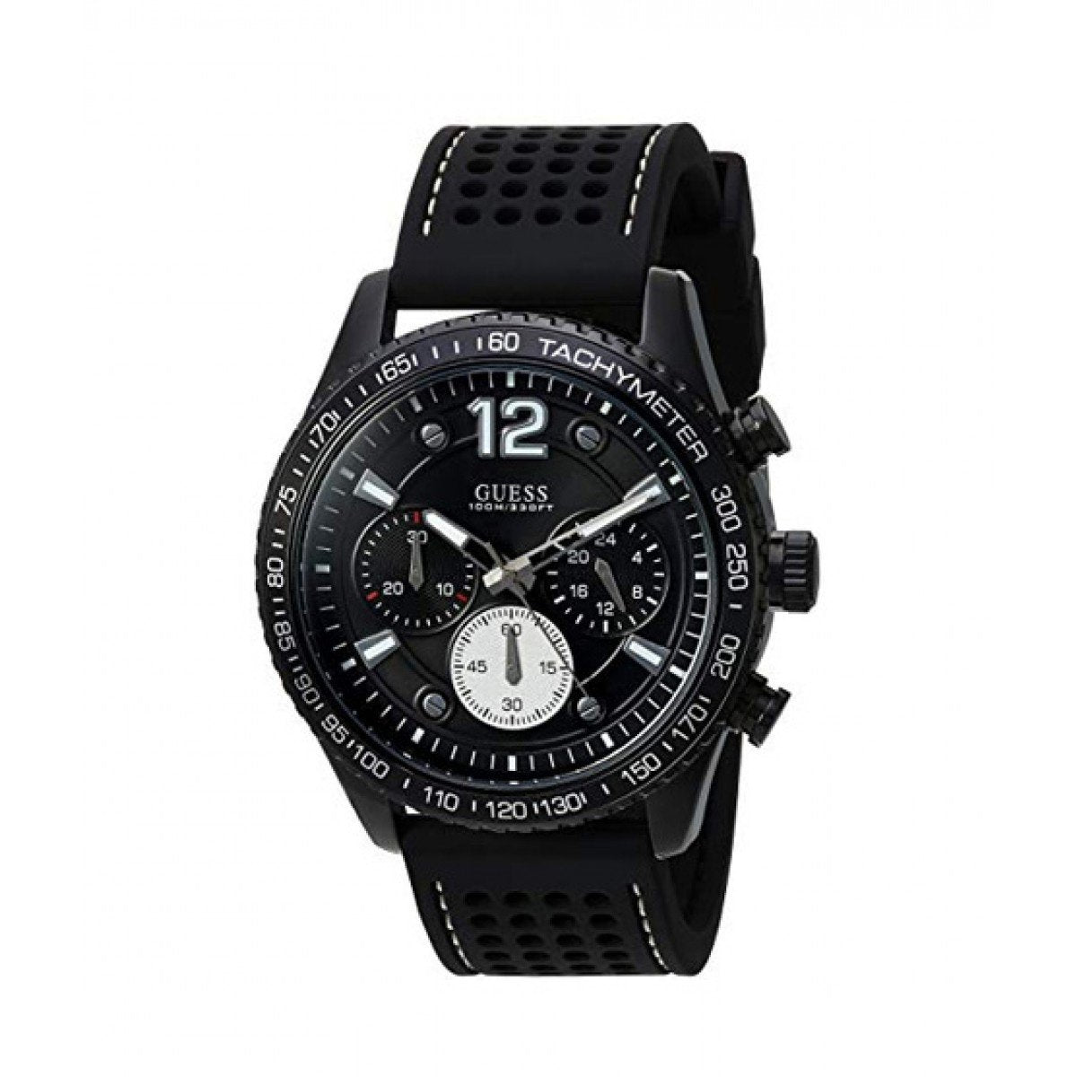 Guess Men&#39;s U0971G1 Casual Chronograph Black Silicone Watch