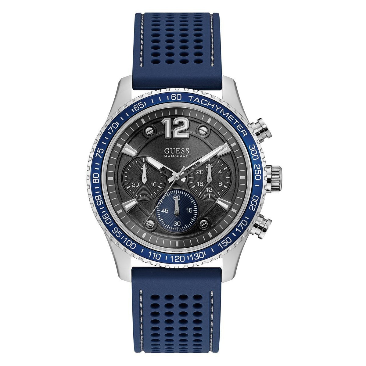 Guess Men&#39;s U0971G2 Casual Chronograph Blue Silicone Watch