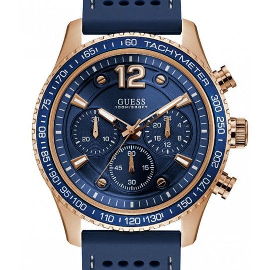 Guess Men's U0971G3 Fleet Chronograph Blue Rubber Watch