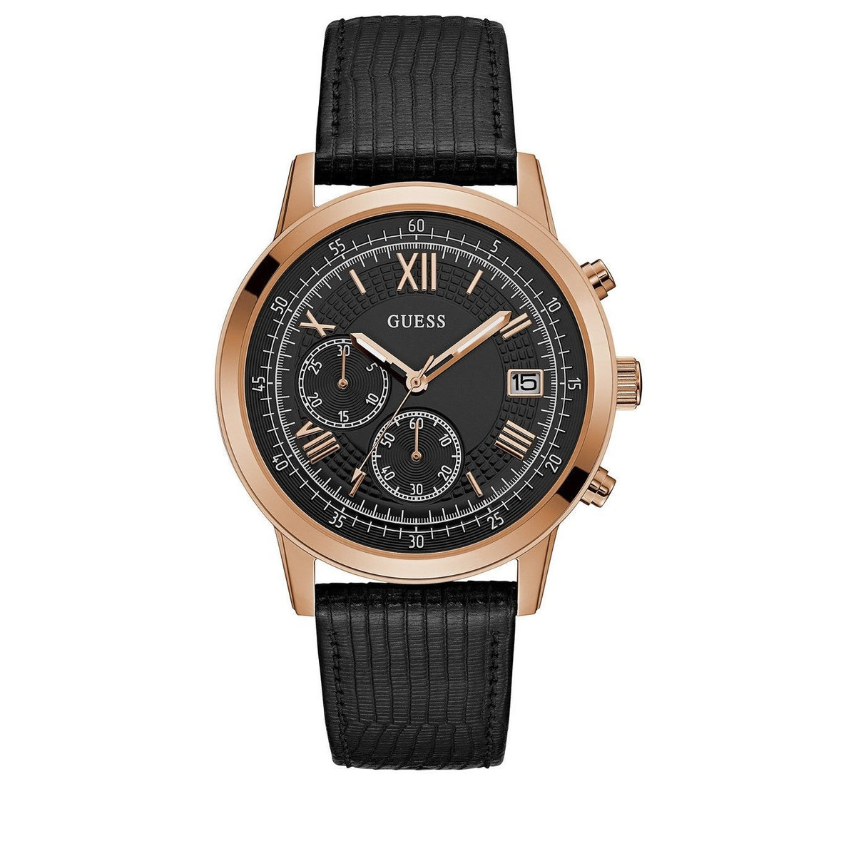 Guess Men's U1000G4 Summit Chronograph Black Leather Watch