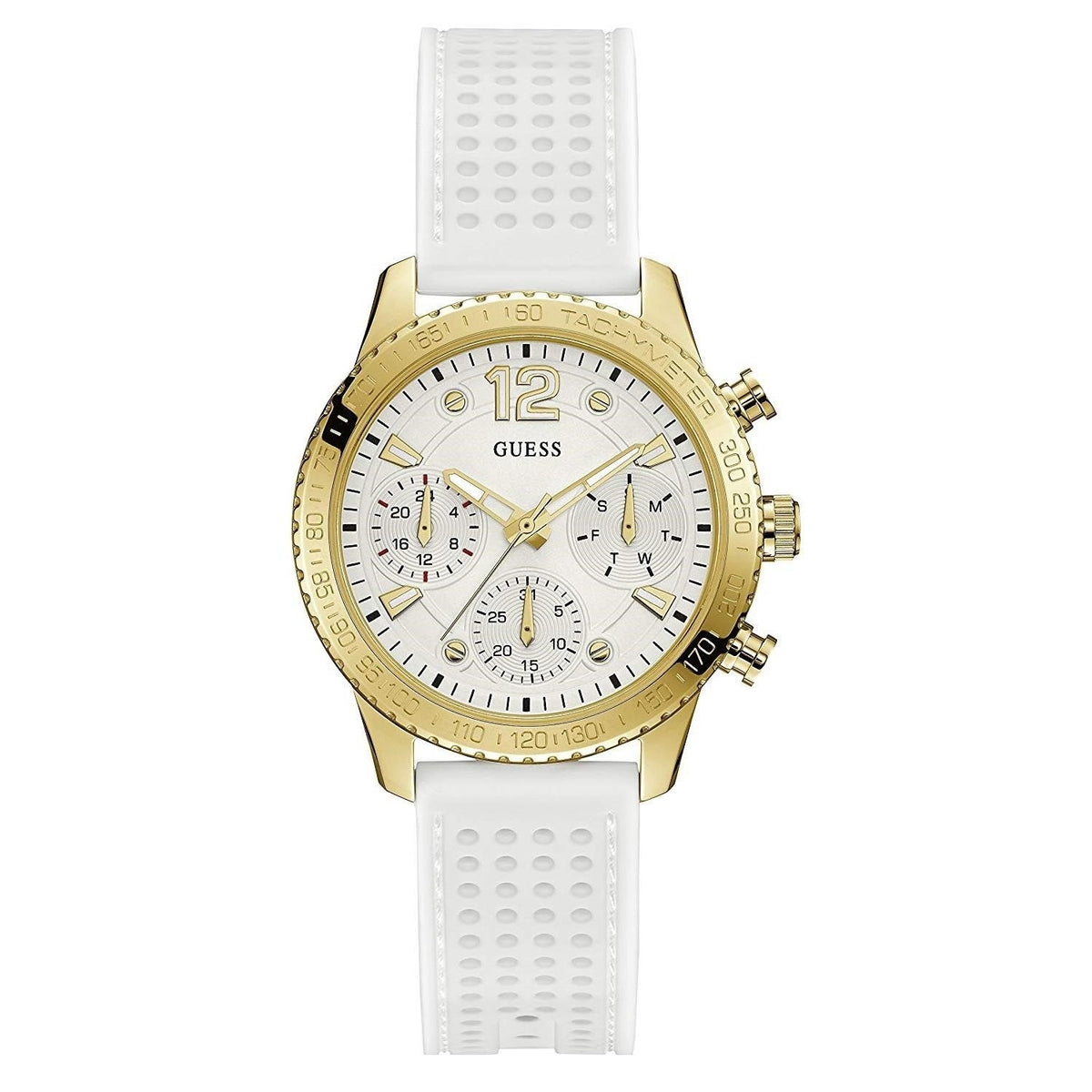 Guess Women's U1025L5 Marina Chronograph White Rubber Watch